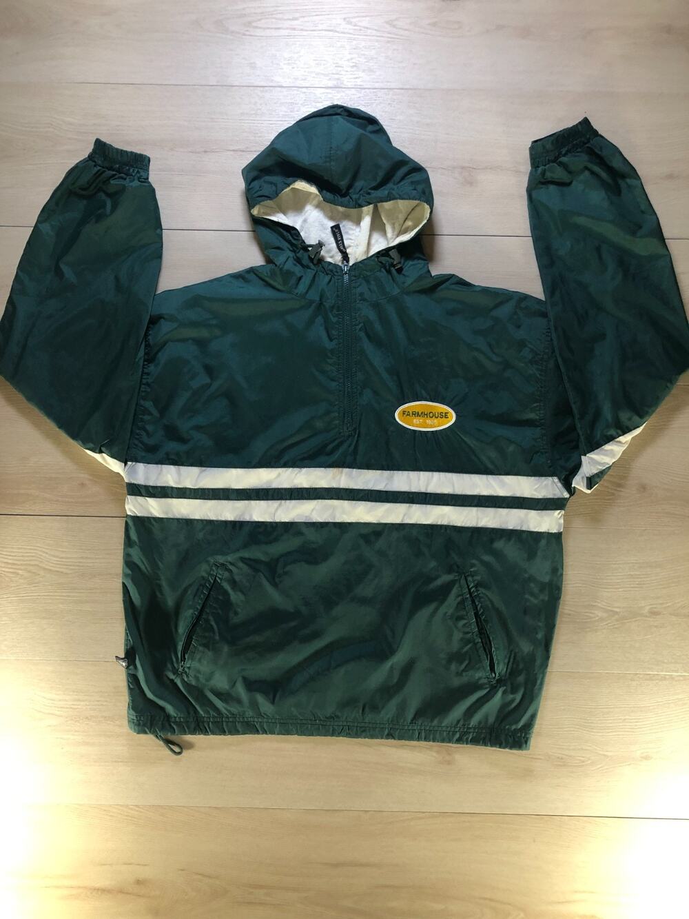 Y2K Charles River Apparel Windbreaker Jacket Half-Zip Green XL Vintage [0022]